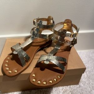 New Matt Bernson MB Gold Studded Gladiator Sandals